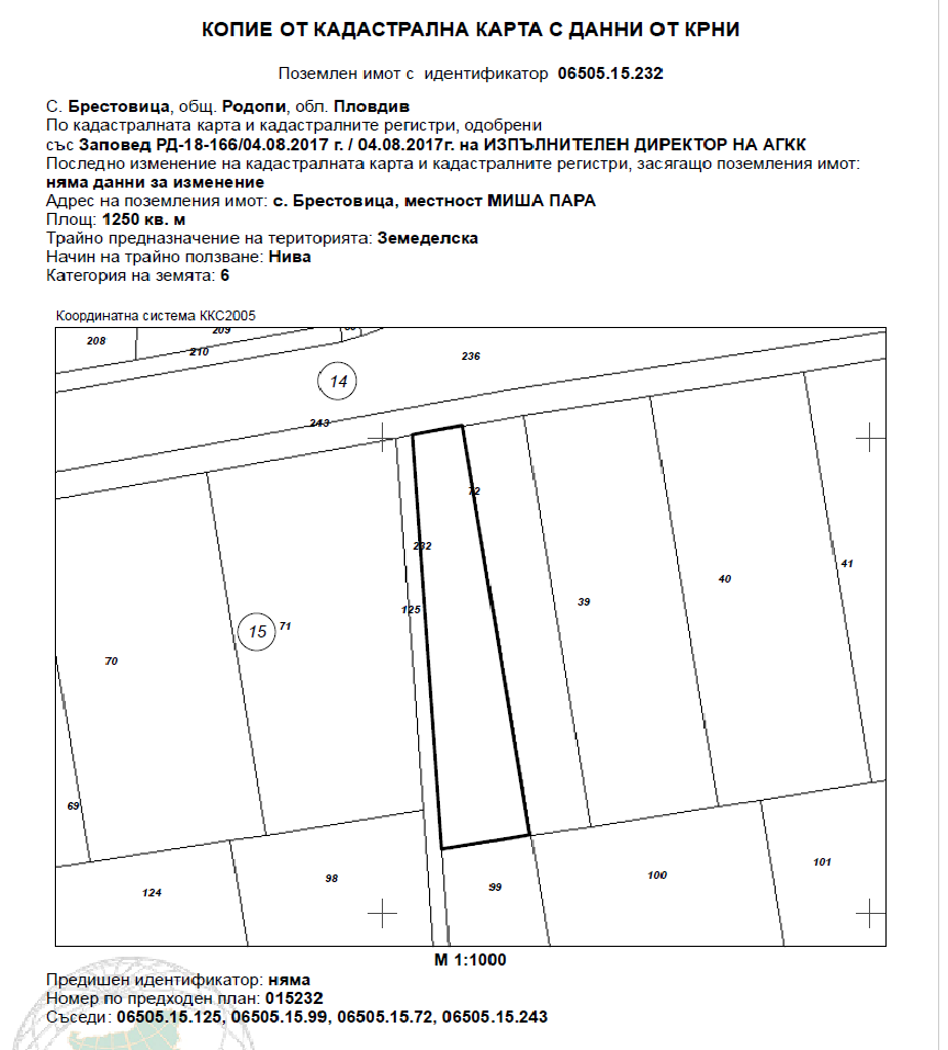Земеделска земя Брестовица