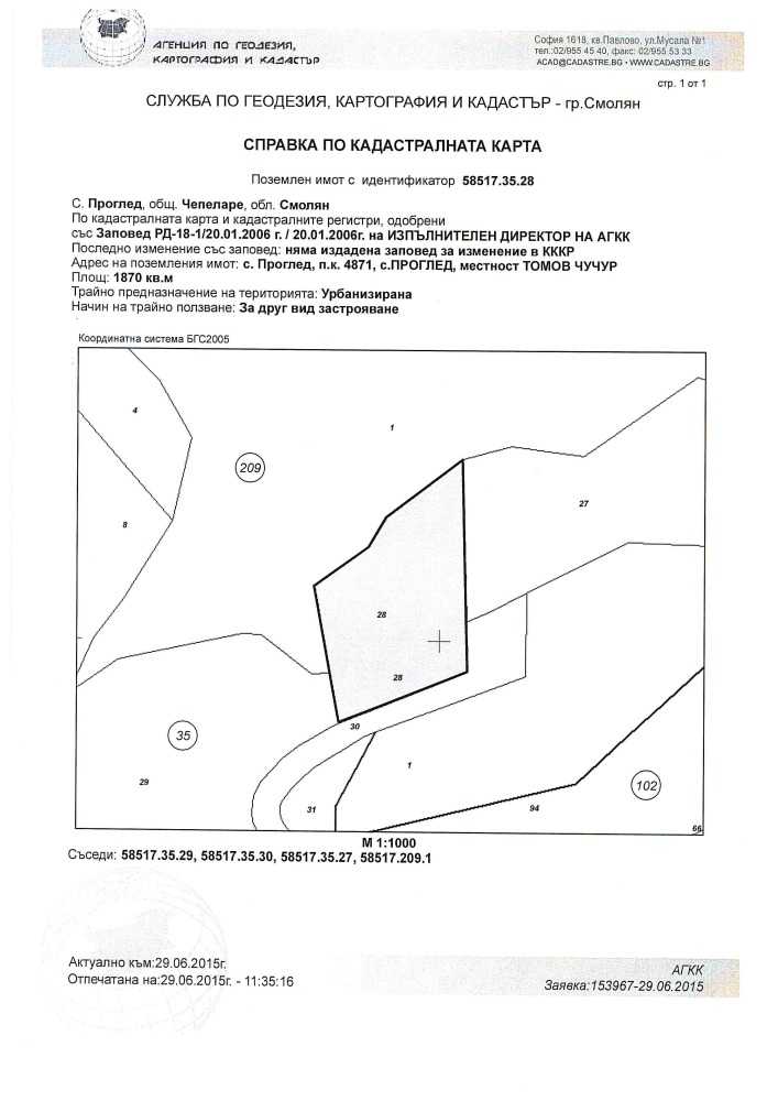 Парцел в Проглед, Електронен публичне търг на парцел - УПИ III, кв. 1 в к.к. Пампрово